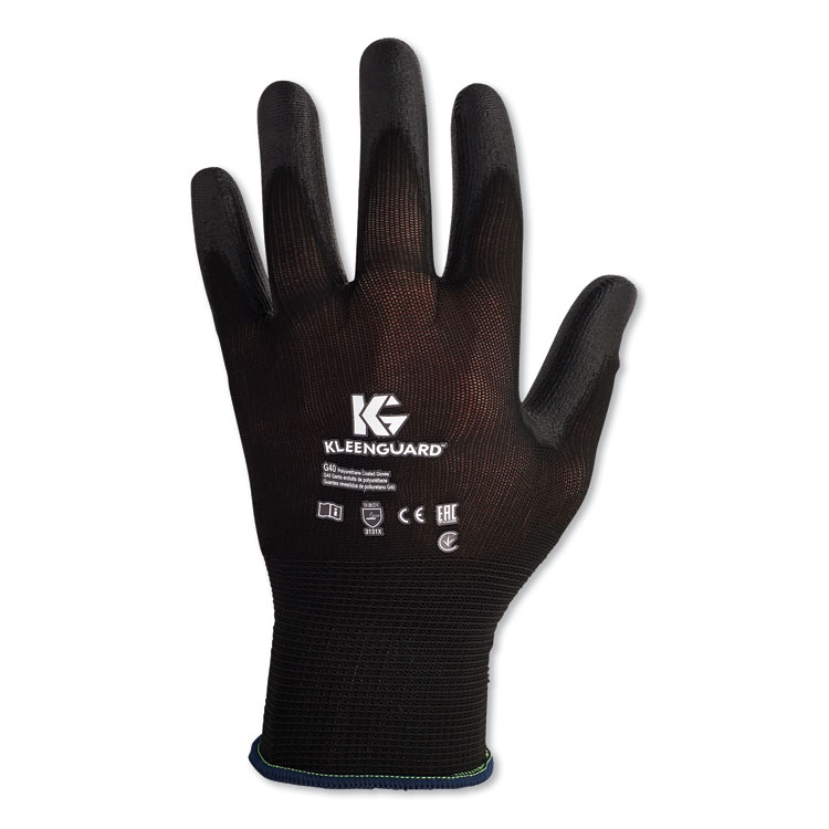 KleenGuard G40 Polyurethane Coated Gloves, EN388: 3131X, 10" Long, Small, Black, 60 Pairs/Carton (ANS13837)