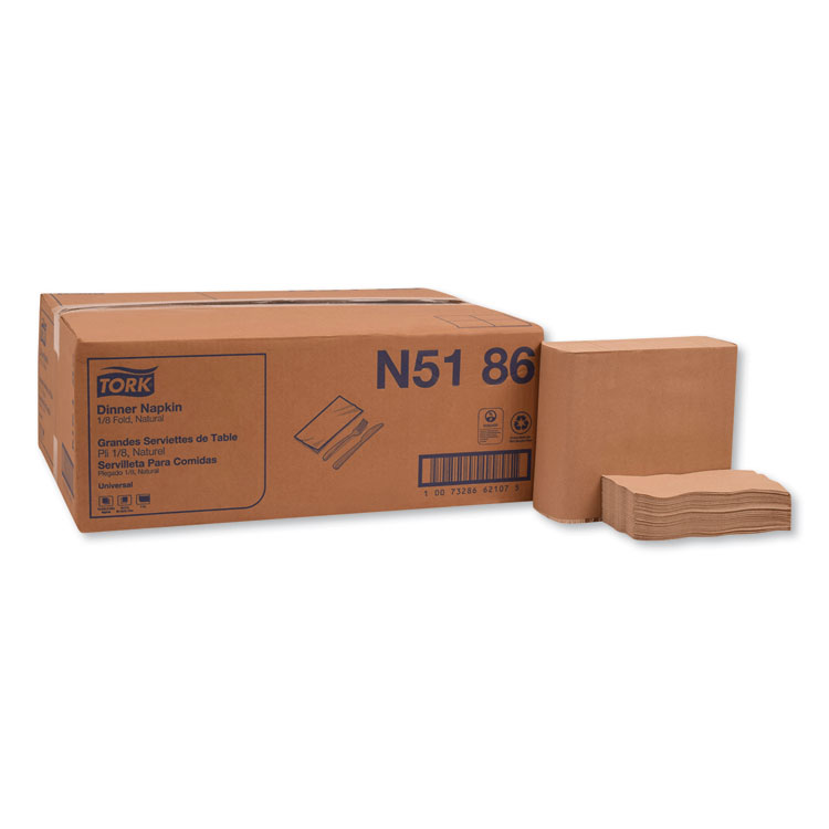 Tork Universal One-Ply Dinner Napkins, 1-Ply, 15" x 17", Natural, 250/Pack, 12PK/CT (TRKN5186)