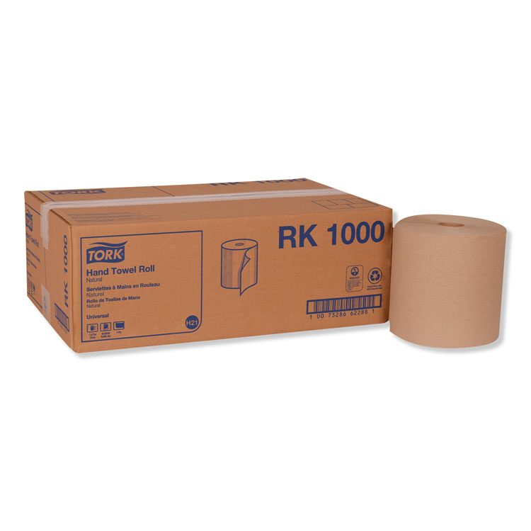 Tork Hardwound Roll Towel, 1-Ply, 7.88" x 1,000 ft, Natural, 6 Rolls/Carton (TRKRK1000)