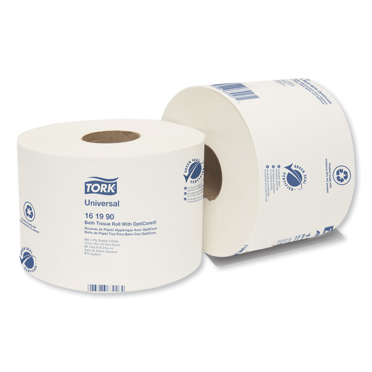 Tork Universal Bath Tissue Roll with OptiCore, Septic Safe, 2-Ply, White, 865 Sheets/Roll, 36 Rolls/Carton (TRK161990)