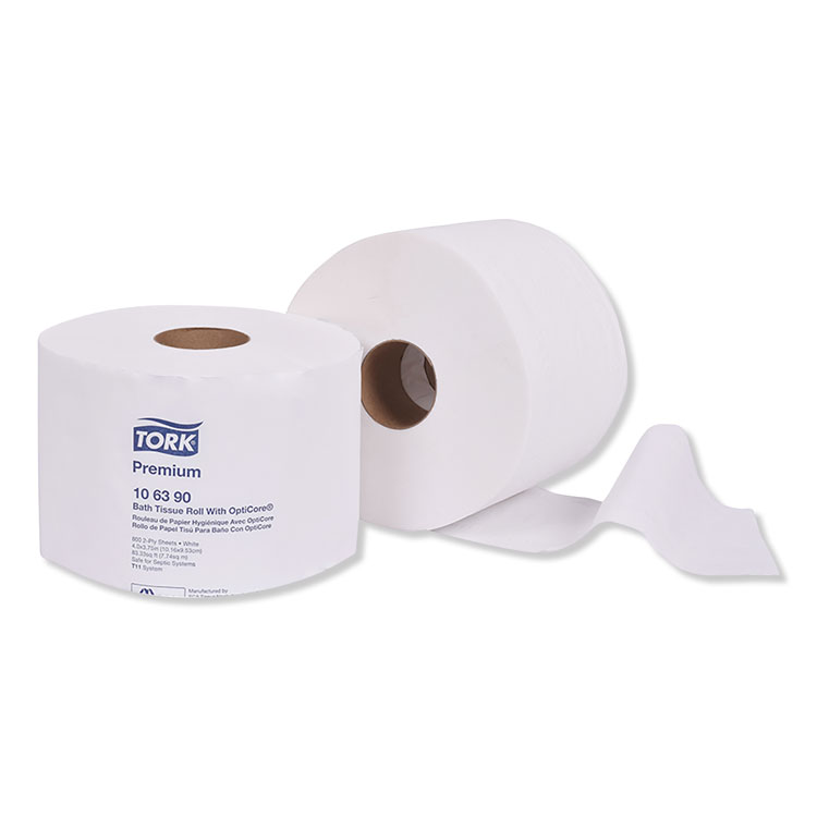 Tork Premium Bath Tissue Roll with OptiCore, Septic Safe, 2-Ply, White, 800 Sheets/Roll, 36 Rolls/Carton (TRK106390)