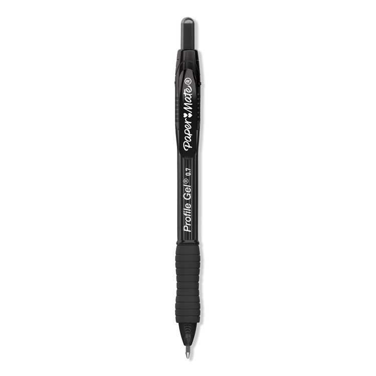 Paper Mate Profile Gel Pen, Retractable, Medium 0.7 mm, Black Ink, Translucent Black Barrel, 36/Pack (PAP2095473)