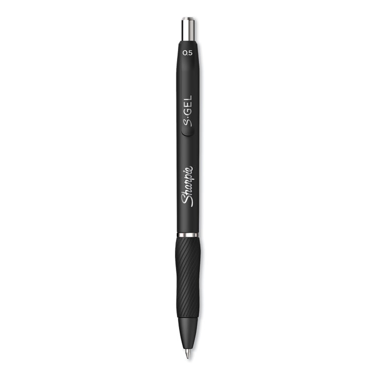 Sharpie S-Gel S-Gel High-Performance Gel Pen, Retractable, Fine 0.5 mm, Black Ink, Black Barrel, Dozen (SAN2096145)