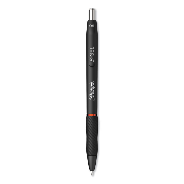 Sharpie S-Gel S-Gel High-Performance Gel Pen, Retractable, Fine 0.5 mm, Red Ink, Black Barrel, Dozen (SAN2096166)