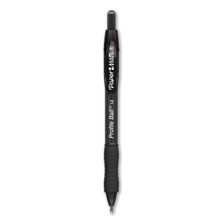 Paper Mate Profile Ballpoint Pen, Retractable, Medium 1 mm, Black Ink, Translucent Black Barrel, Dozen (PAP2095470)