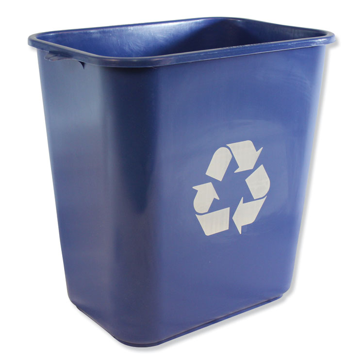 Impact Soft-Sided Recycle Logo Plastic Wastebasket, 28 qt, Polyethylene, Blue (IMP7702BLUR)