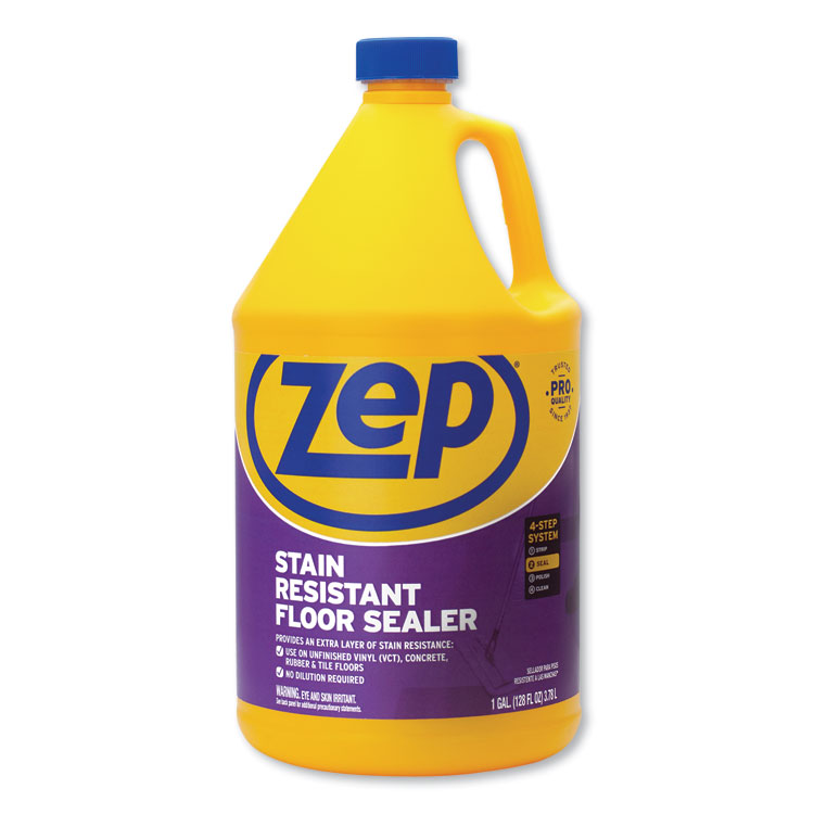 Zep Commercial Stain Resistant Floor Sealer, Unscented, 1 gal, 4/Carton (ZPEZUFSLR128CT)