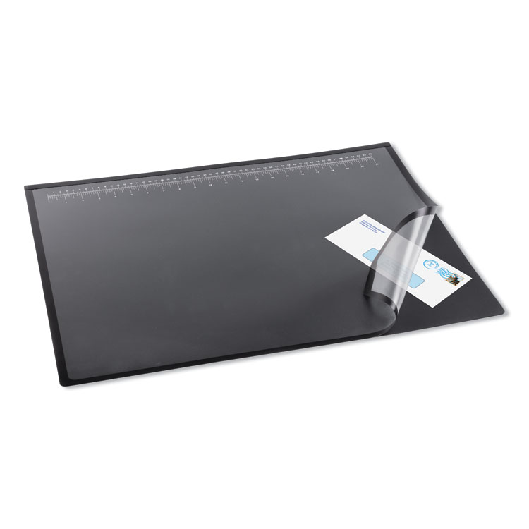 Artistic Desk Pad with Transparent Lift-Top Overlay and Antimicrobial Protection, 22" x 17", Black Pad, Transparent Frost Overlay (AOP41700S)