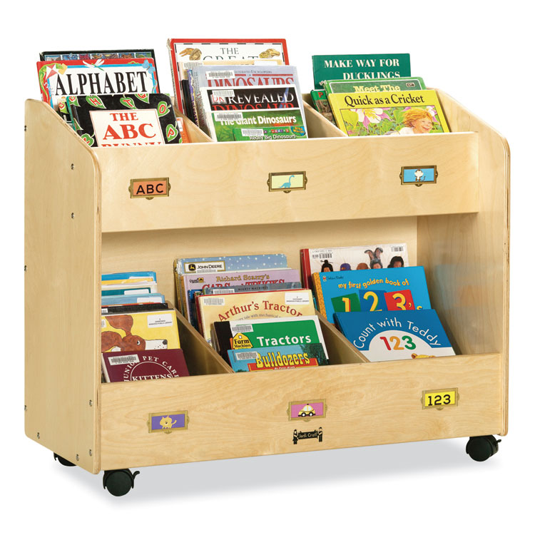 JONTI-CRAFT, INC. Mobile Section Book Organizers, Six-Section, 36w x 16d x 29.5h, Birch (JNT5368JC)
