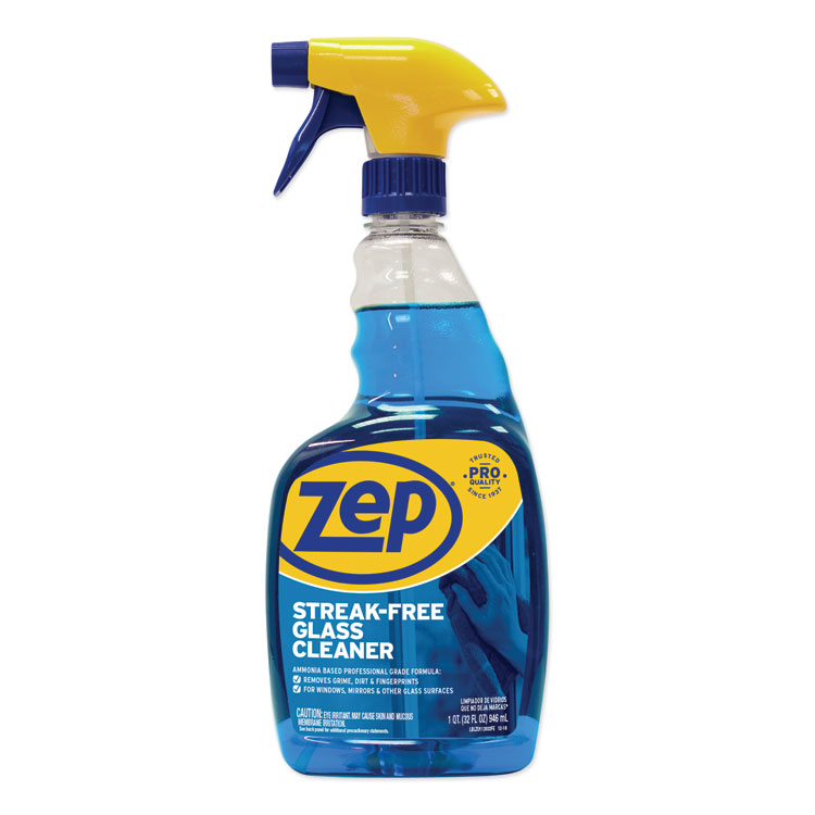 Zep Commercial Streak-Free Glass Cleaner, Pleasant Scent, 32 oz Spray Bottle (ZPEZU112032EA)