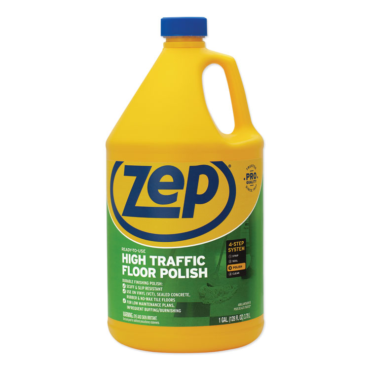 Zep Commercial High Traffic Floor Polish, 1 gal Bottle (ZPEZUHTFF128EA)