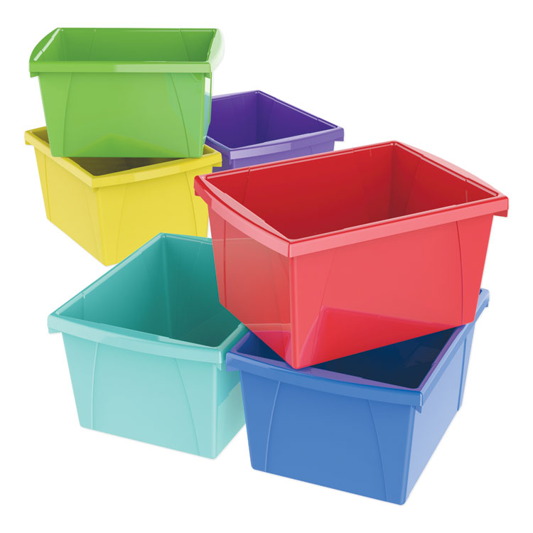 Storex Storage Bins, 4 gal, 10 x 12.63 x 7.75, Randomly Assorted Colors (STX61514U06C)