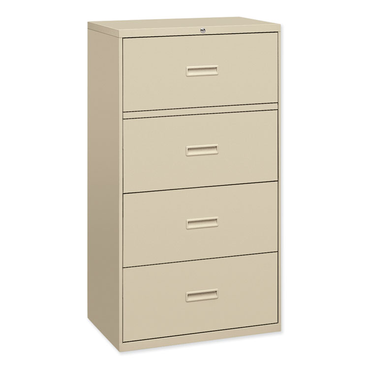 HON 400 Series Lateral File, 4 Legal/Letter-Size File Drawers, Putty, 36" x 18" x 52.5" (BSX484LL)