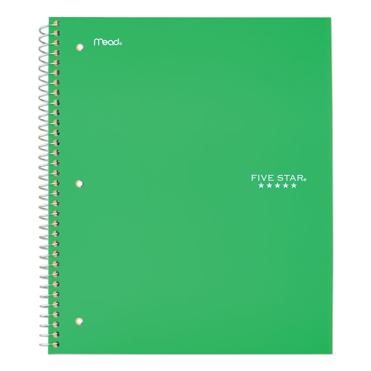 Five Star Wirebound Notebook, 1-Subject, Medium/College Rule, Green Cover, (100) 11 x 8.5 Sheets (MEA72055)