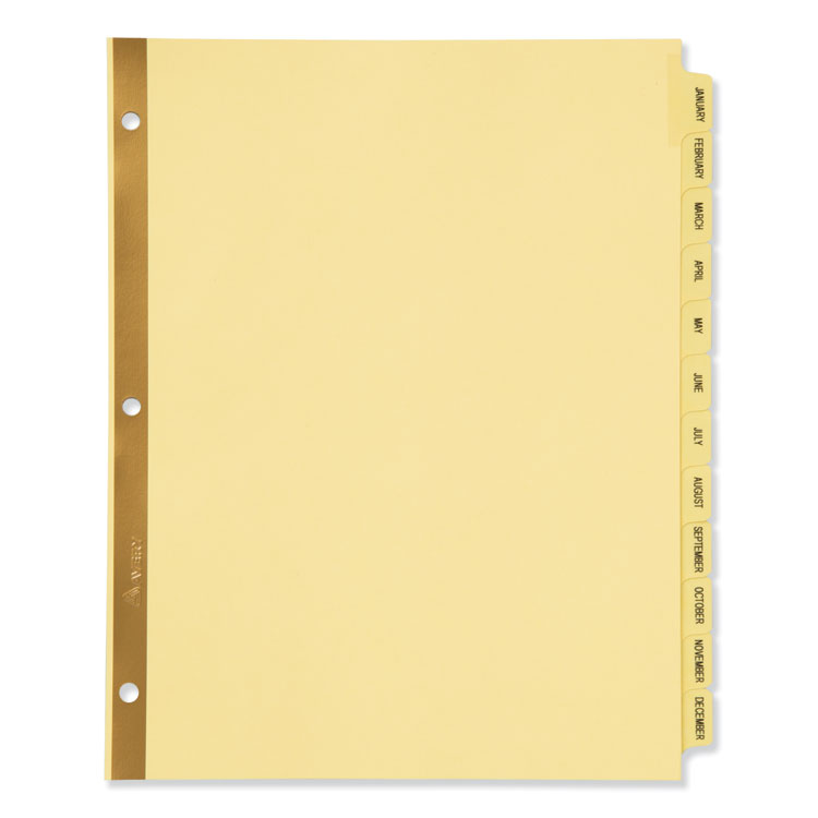 Avery Preprinted Laminated Tab Dividers with Gold Reinforced Binding Edge, 12-Tab, Jan. to Dec., 11 x 8.5, Buff, 1 Set (AVE11307)