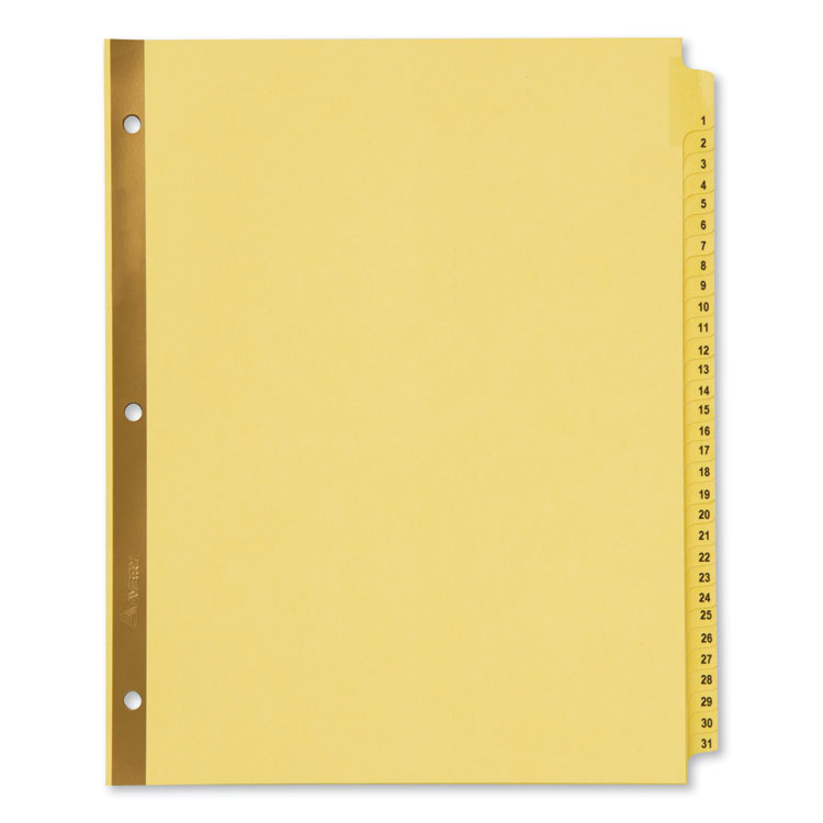 Avery Preprinted Laminated Tab Dividers with Gold Reinforced Binding Edge, 31-Tab, 1 to 31, 11 x 8.5, Buff, 1 Set (AVE11308)
