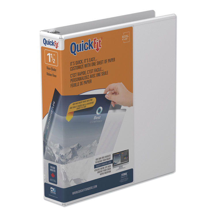 Stride QuickFit Round-Ring View Binder, 3 Rings, 1.5" Capacity, 11 x 8.5, White (STW88020)