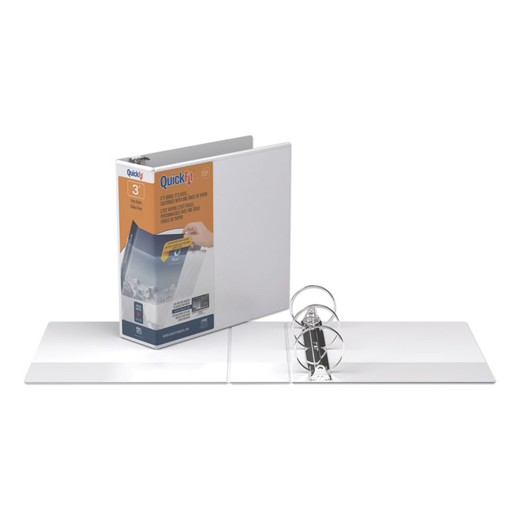 Stride QuickFit Round-Ring View Binder, 3 Rings, 3" Capacity, 11 x 8.5, White (STW88050)