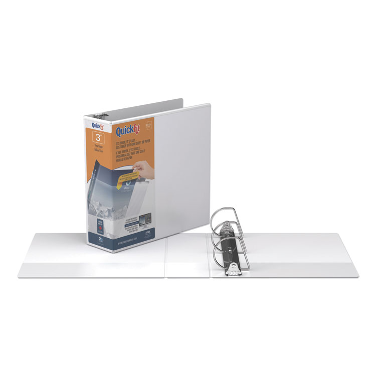 Stride QuickFit D-Ring View Binder, 3 Rings, 3" Capacity, 11 x 8.5, White (STW87050)