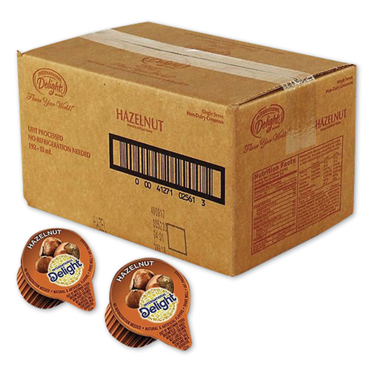 International Delight Flavored Liquid Non-Dairy Coffee Creamer, Hazelnut, 0.44 oz Mini Cups, 192 Cups/Carton (ITDUPC0256100)