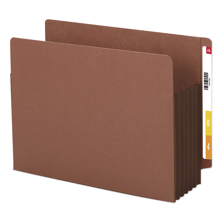 Smead Redrope Drop-Front End Tab File Pockets, Fully Lined Colored Gussets, 5.25" Expansion, Letter Size, Redrope/Brown, 10/Box (SMD73691)
