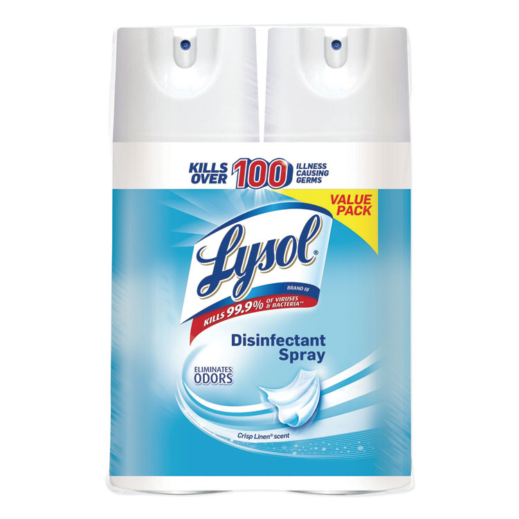 LYSOL Brand Disinfectant Spray, Crisp Linen, 12.5 oz Aerosol Spray, 2/Pack, 6 Pack/Carton (RAC89946)