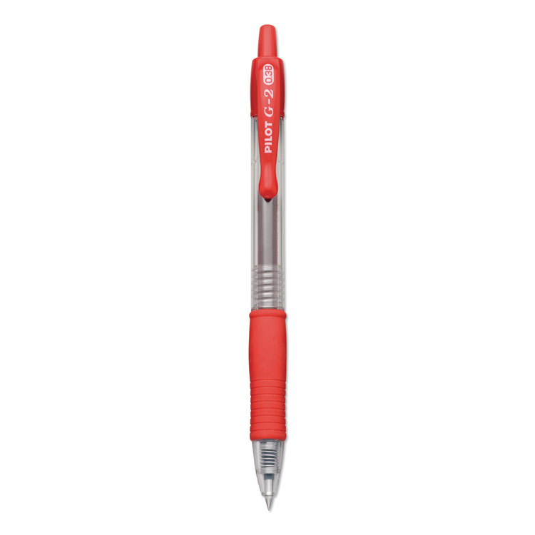 Pilot G2 Premium Gel Pen, Retractable, Extra-Fine 0.38 mm, Red Ink, Smoke/Red Barrel (PIL31279)