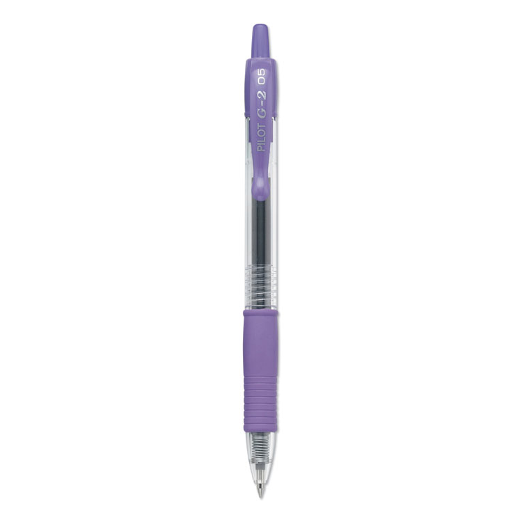 Pilot G2 Premium Gel Pen, Retractable, Extra-Fine 0.5 mm, Purple Ink, Smoke/Purple Barrel, Dozen (PIL31006)