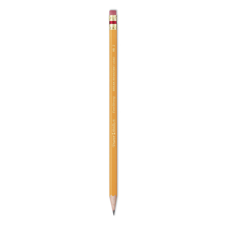 Paper Mate EverStrong #2 Pencils, HB (#2), Black Lead, Gold Barrel, Dozen (PAP2065456)
