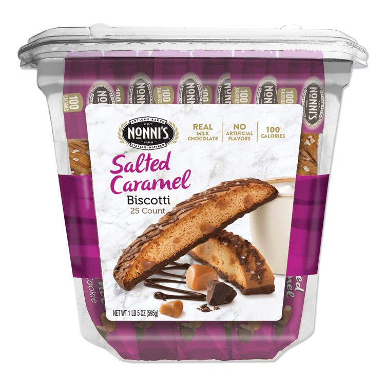 Nonni's Biscotti, Salted Caramel, 0.85 oz Individually Wrapped, 25/Pack (NONNSD97670)