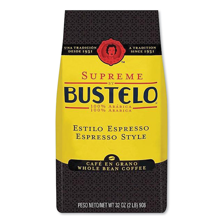 CafÃ© Bustelo Supreme Espresso-Style Whole Bean Coffee, Dark Roast, 2 lb Bag (SMU01800)