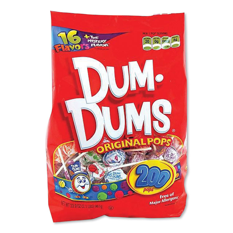 Spangler Dum-Dum-Pops, Assorted, Individually Wrapped, 33.9 oz, 200/Pack (SPASPN71)