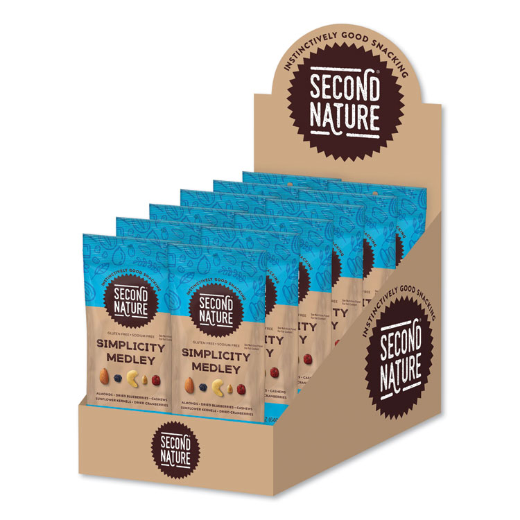 Second Nature Simplicity Medley Trail Mix, 2.25 oz Bag, 12 Bags/Box (SSUKAR01171)