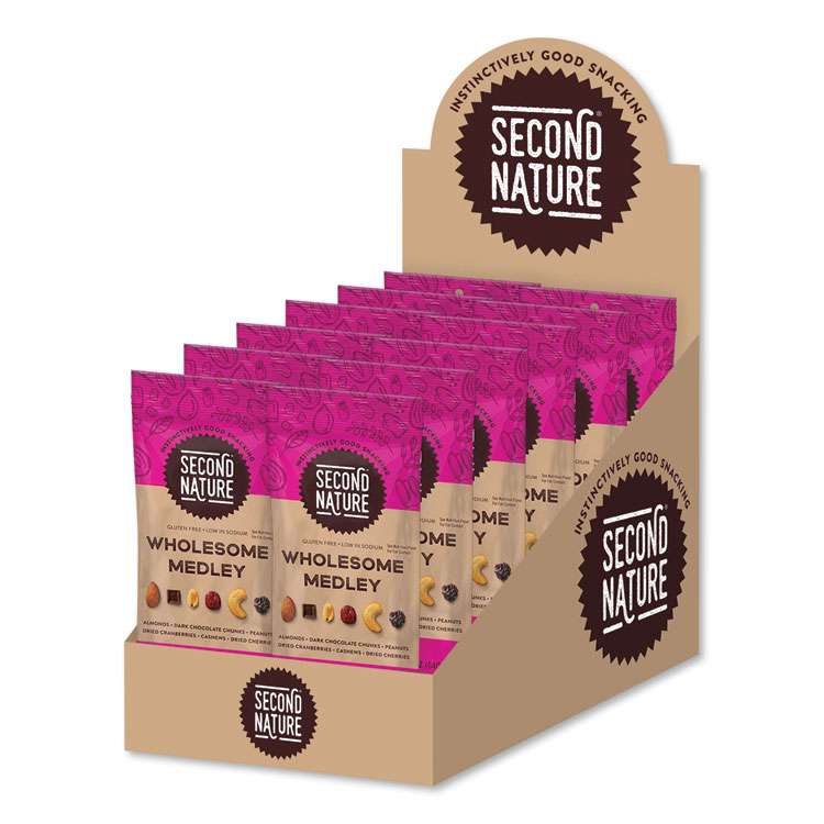 Second Nature Wholesome Medley Assorted Trail Mix, 2.25 oz Bag, 12 Bags/Box (SSUKAR1170)