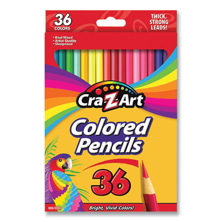 Cra-Z-Art Colored Pencils, 36 Assorted Lead and Barrel Colors, 36/Box (CZA10438WM36)
