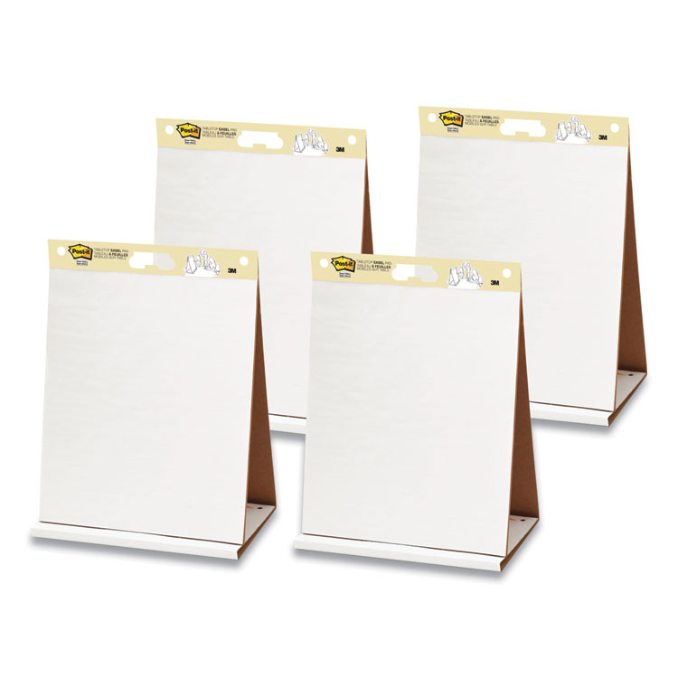 Post-it Easel Pads Super Sticky Original Tabletop Easel Pad with Self-Stick Sheets, Unruled, 20 x 23, White, 20 Sheets, 4/Pack (MMM563VAD4PK)