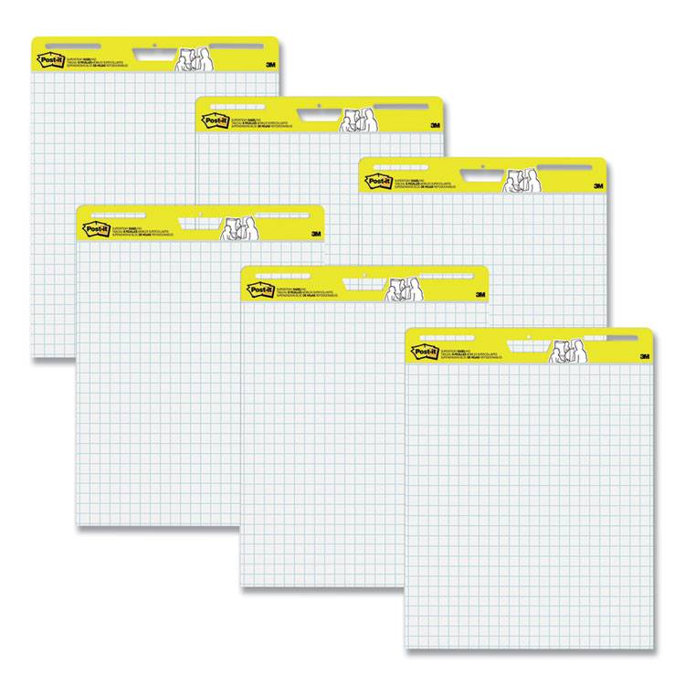 Post-it Easel Pads Super Sticky Vertical-Orientation Self-Stick Easel Pads, Quadrille Rule (1 sq/in), 25 x 30, White, 30 Sheets, 6/Pack (MMM560VAD6PK)