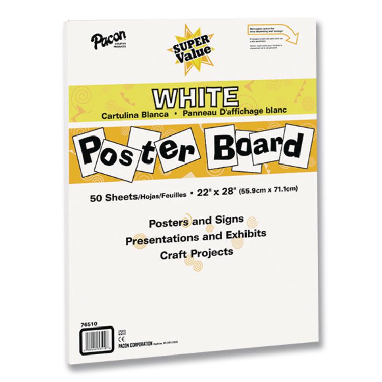 Pacon Super Value Posterboard, 22 x 28, White, 50/Carton (PAC76510)
