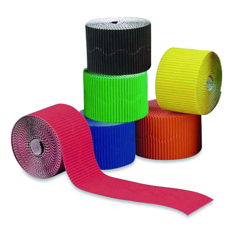 Pacon Bordette Decorative Border, 2.25" x 50 ft, Assorted Colors, 6/Carton (PAC37450)