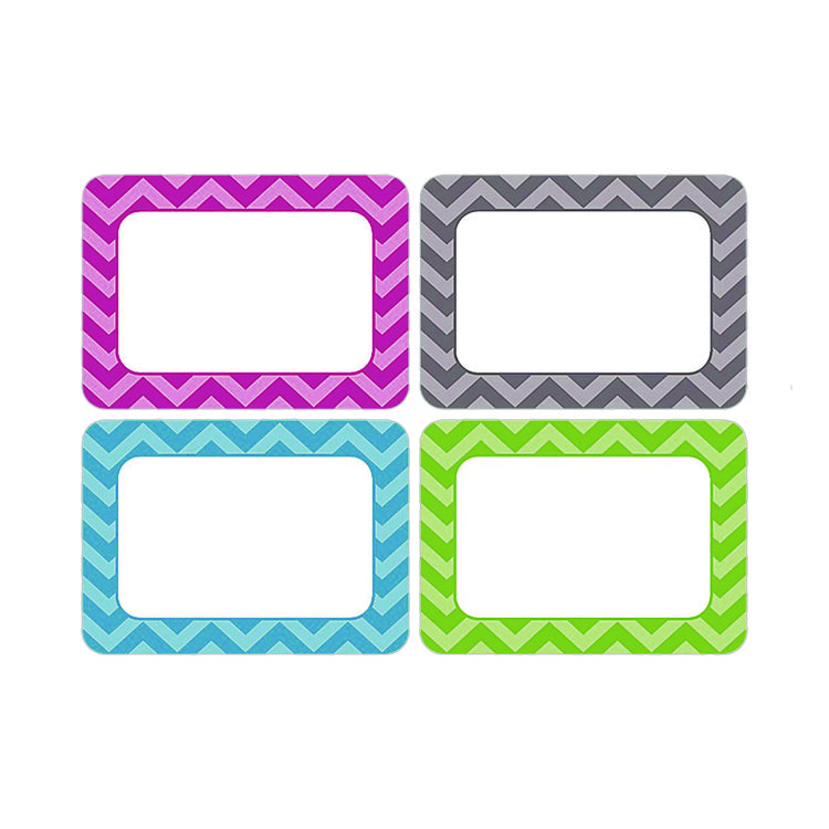 Teacher Created Resources All Grade Self-Adhesive Name Tags, 3.5 x 2.5, Chevron Border Design, Assorted Colors, 36/Pack (TCR5526)