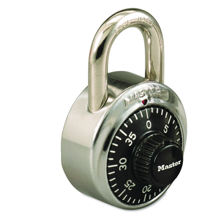 Master Lock Combination Stainless Steel Padlock, 1.87" Wide, Black/Silver (MLK1525)