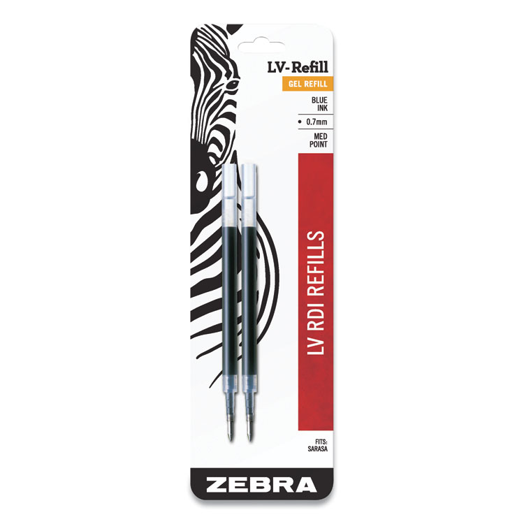 Zebra JF Refill for Jimnie, Sarasa, ecoSarasa, Orbitz, Z-Grip and GR8 Gel Roller Ball Pens, Medium Conical Tip, Blue Ink, 2/Pack (ZEB87022)