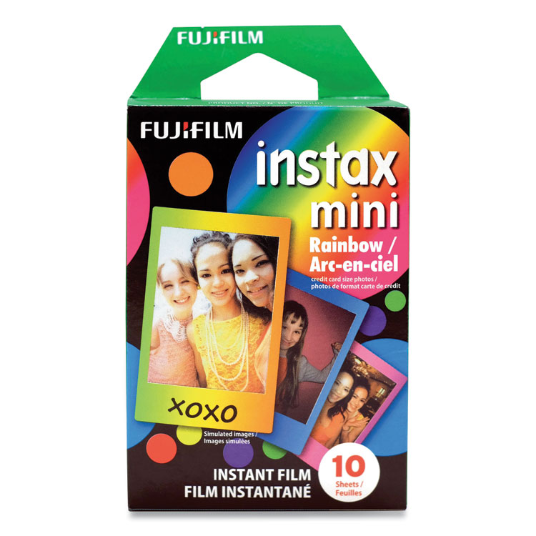 Fujifilm Instax Mini Rainbow Instant Film, 800 ASA, Color, 10 Sheets (FUJ16437401)