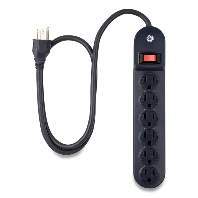 GE Heavy Duty Power Strip, 6 Outlets, 3 ft Cord, Black (GEL56223)