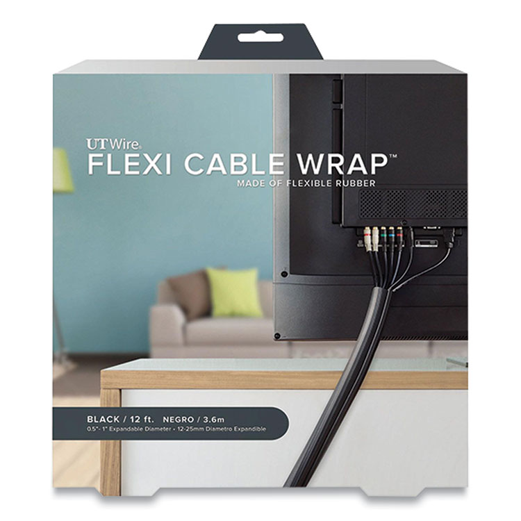 UT Wire Flexi Cable Wrap, 0.5" to 1" x 12 ft, Black (RBOUTWFCW12BK)