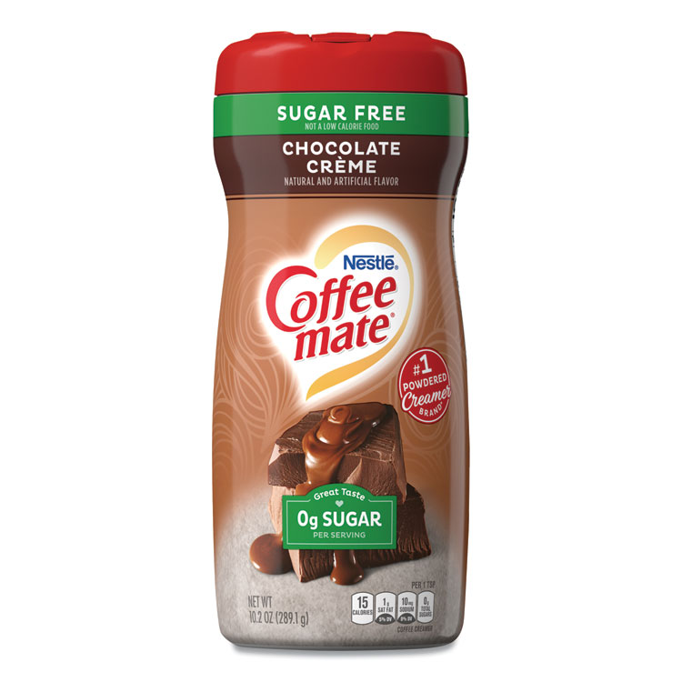 Coffee mate Sugar Free Chocolate Cream Powdered Creamer, 10.2 oz Canister, 6/Carton (NES59573CT)