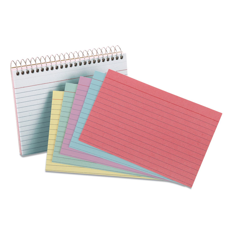 Oxford Spiral Index Cards, Ruled, 4 x 6, Assorted, 50/Pack (OXF40286)