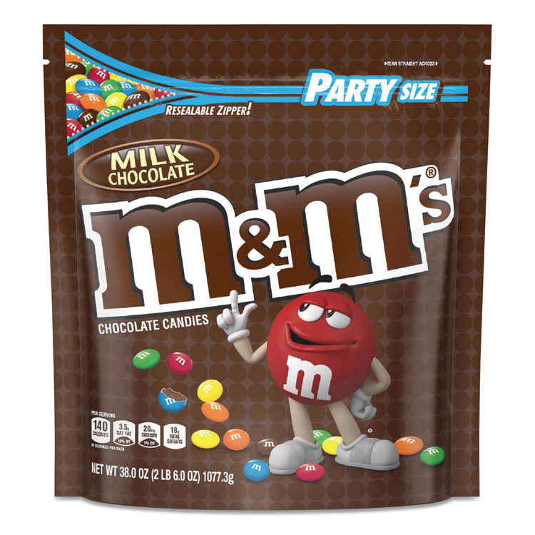 M & M's Milk Chocolate Candies, Milk Chocolate, 38 oz Bag (MNM55114)