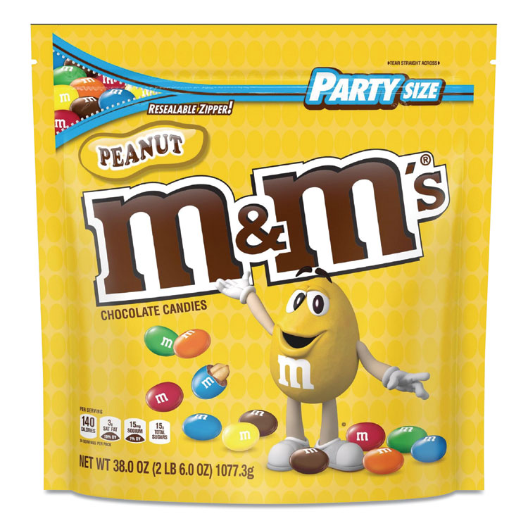 M & M's Milk Chocolate Candies, Milk Chocolate and Peanuts, 38 oz Bag (MNM55116)