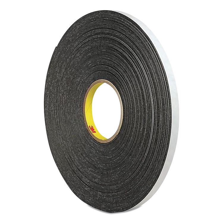 3M 4466 Double-Coated Foam Tape, 1" Core, 1" x 5 yds, Black (MMM074446615)